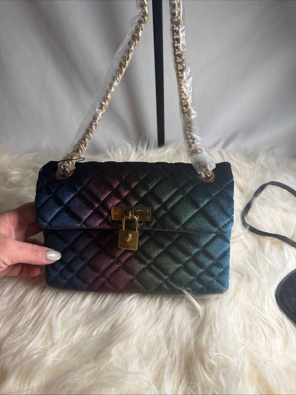 Kurt Geiger London The Brixton Rainbow Velvet Lock Bag